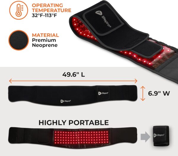 Lifepro Red Light Therapy Belt - Near Infrared Light Therapy & Red Light Therapy for Body, Relaxing Muscle, Inflammation, Improve Circulation - Infrared Therapy or Infrared Light Therapy Device - Image 2